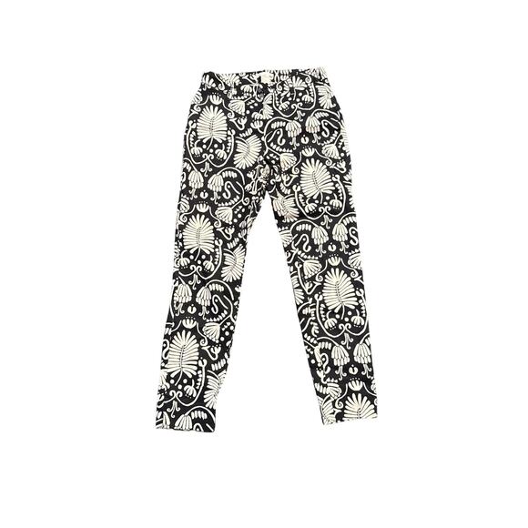 H&M Floral Ankle Stretch Pants - Black & White - Size 6 - Picture 3 of 9